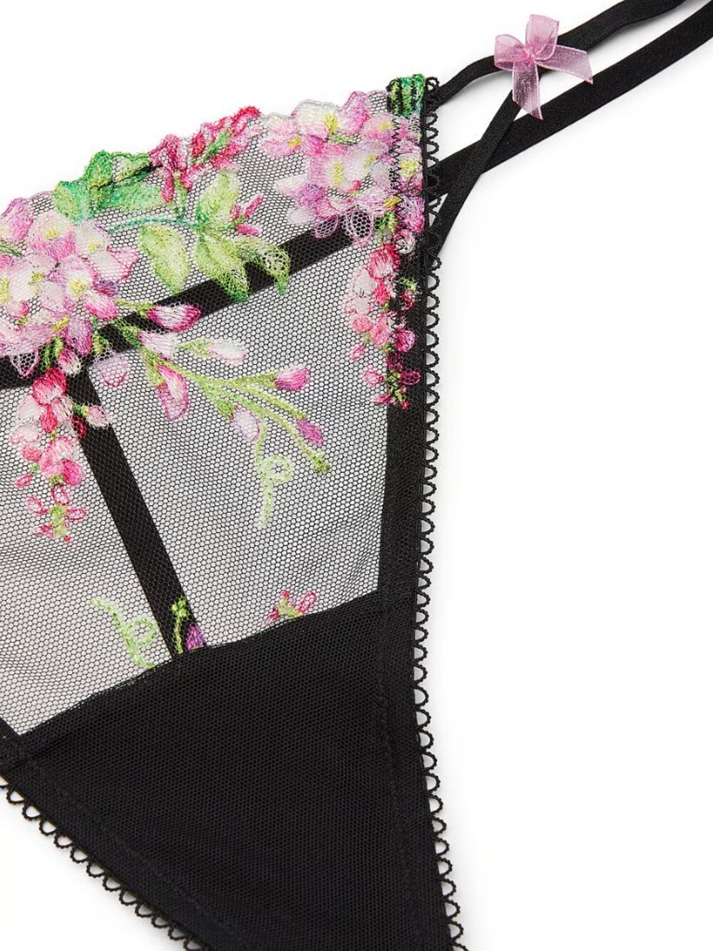 Victoria’s Secret Black Floral Embroidered Bra & Thong Set | Sexy Lace Lingerie - Picture 6 of 10